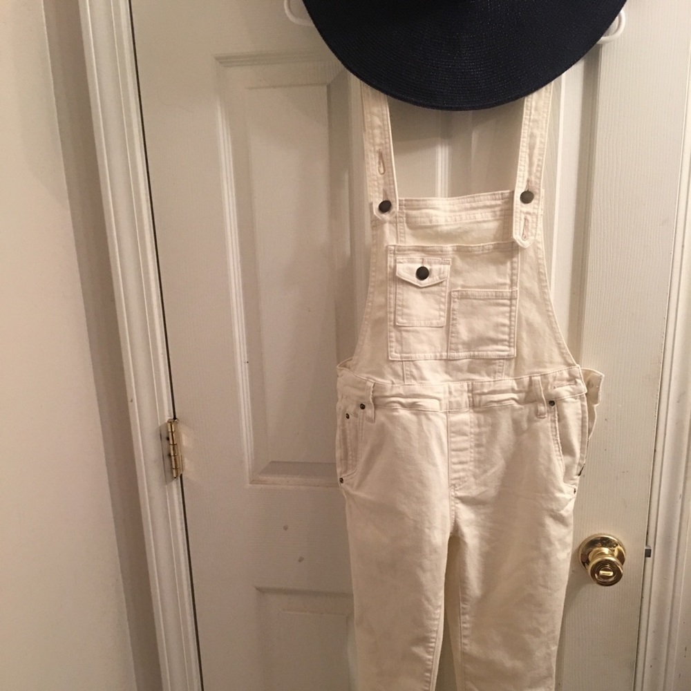 Free people NWOT White overalls